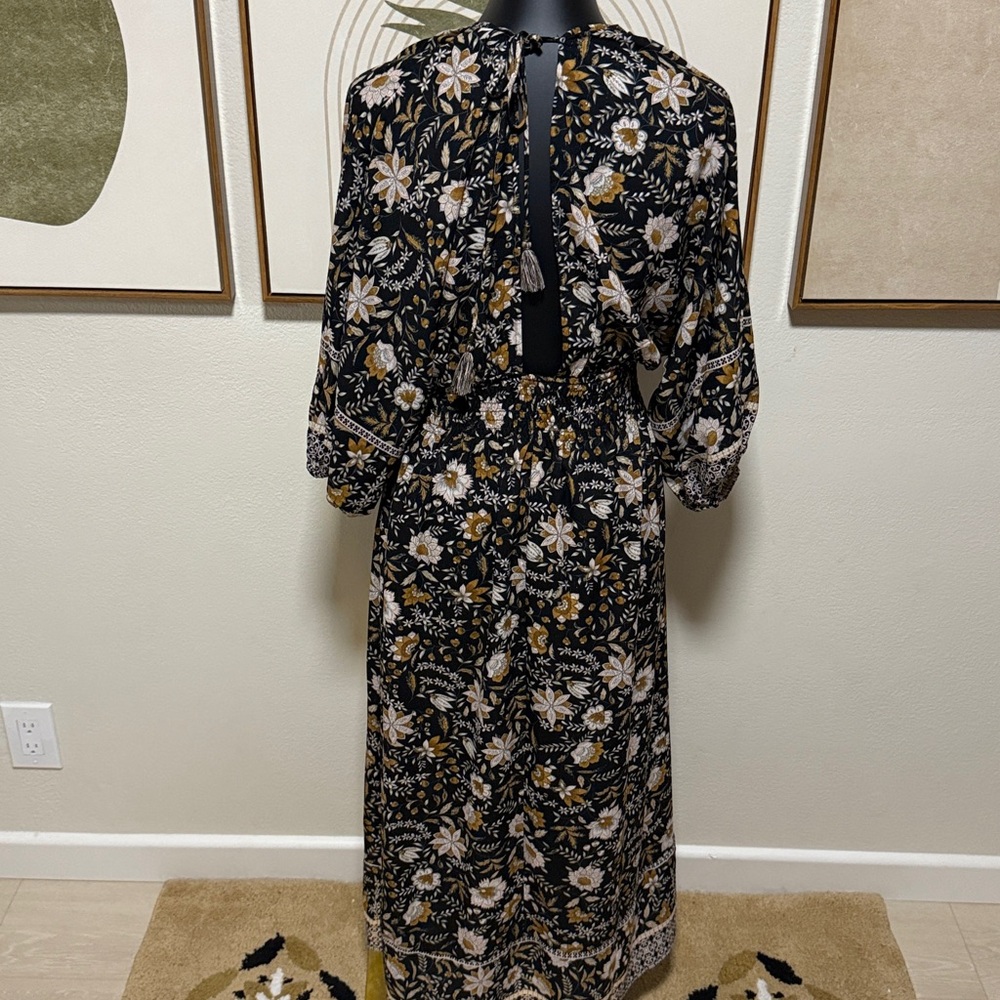 Lovestitch Boho Floral Dress in Black, White, and Tan - Picture 3 of 10